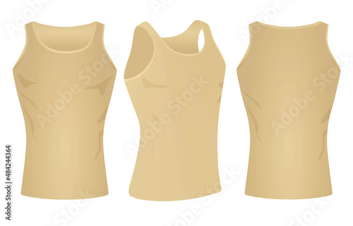 Brown sleeveless t shirt. vector illustration