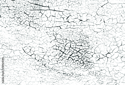 Vector black and white grunge pattern made from natural oil paint crackle. Cool texture of cracks, stains, scratches, splashes for print and design. Crackle paint overlay. EPS10.	