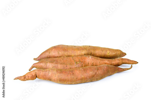 Sweet potato close up on the white background