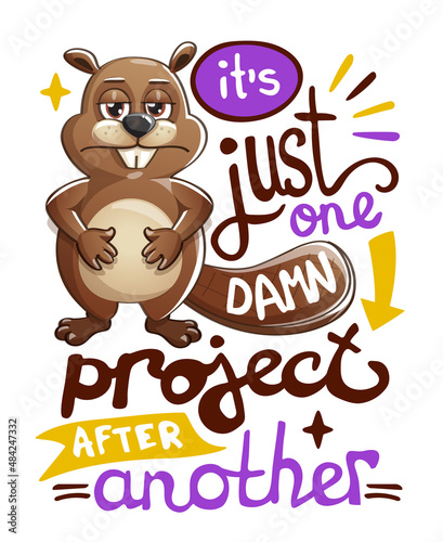 Damn project funny beaver character lettering