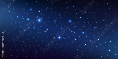 Beautiful milky way galaxy background with nebula cosmos. Stardust in deep space and bright shining stars in universe. Vector illustration.