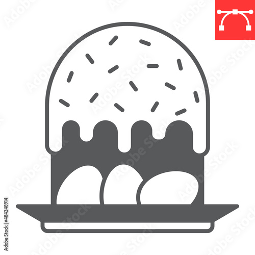 Easter cake glyph icon, celebration and religion, easter cake with eggs vector icon, vector graphics, editable stroke solid sign, eps 10.