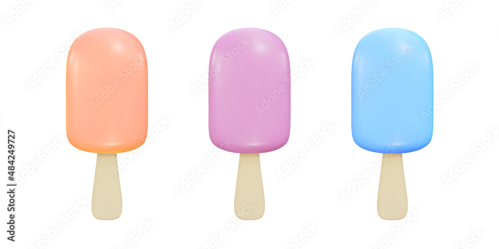 Ice cream. 3D set realistic objects. Vector illustration. Ice cream. 3D set realistic objects. Vector illustration.