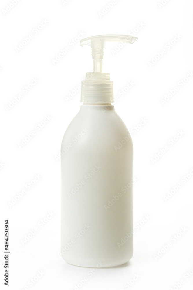 White plastic bottle of cleaning agent for home cleaning, isolated on white background sanitizer cleanliness, White plastic bottle of cleaning agent for home cleaning, isolated on white background sanitizer cleanliness,