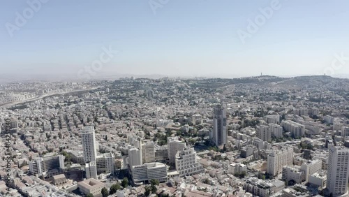 Jerusalem City entrance, and Binyamin, Drone footage, Israel
Aerial view from Jerusalem israel,high altitude, 2021
 photo