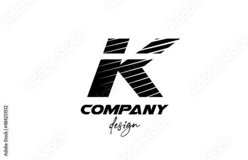 white and black K alphabet letter icon logo. Creative design for company and business with sliced bold style