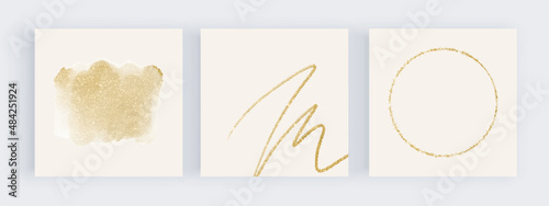 Social media backgrounds for posts with golden glitter