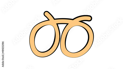 pretzel on white background, vector illustration. bread product, culinary creativity, dessert, wheat snack. illustration for bakery, cafe, vegan food