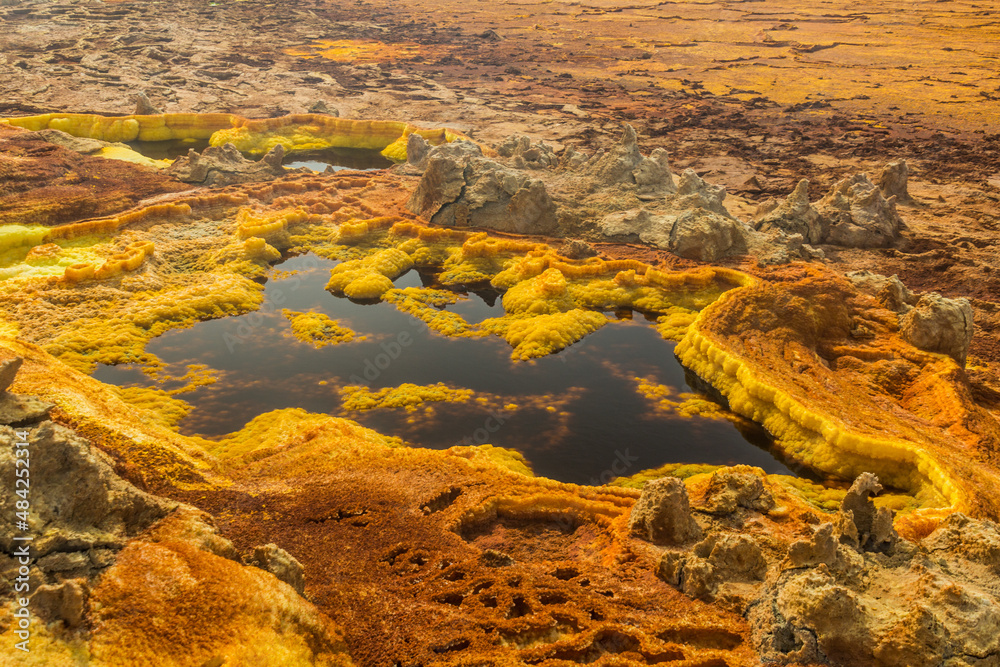 Colorful volcanic landscape of Dallol, Danakil depression, Ethiopia.