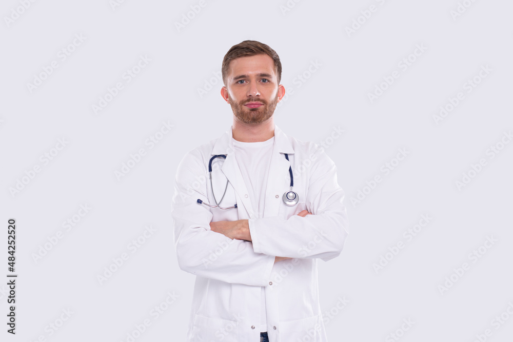 Doctor Hands Crossed Isolated. Man Doctor Hands Crossed Medical Concept. Doctor Hands Crossed Isolated. Man Doctor Hands Crossed Medical Concept.
