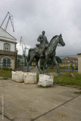 Equestrian statue of the Spanish dictator Francisco Franco in the facilities of the military arsenal of Ferrol photo