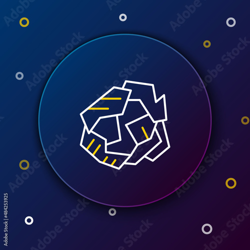 Line Crumpled paper ball icon isolated on blue background. Colorful outline concept. Vector