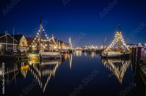 night view of the port of Urk