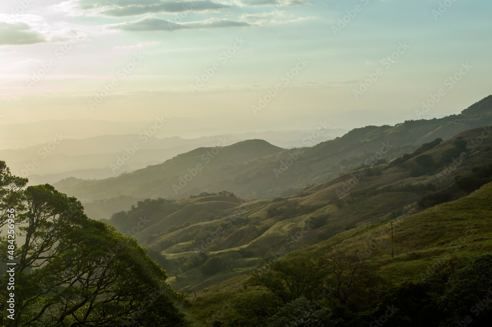 Beautiful Mountain sunset Costa Rica