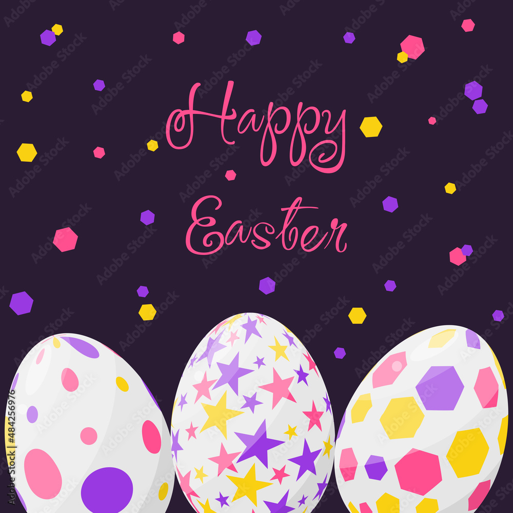 Easter greeting card with multicolored eggs Easter greeting card with multicolored eggs