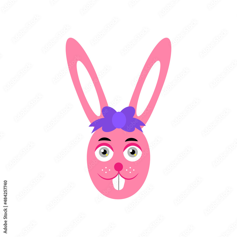 Pink Easter Bunny isolated on a white background . Vector illustration in cartoon style Pink Easter Bunny isolated on a white background . Vector illustration in cartoon style