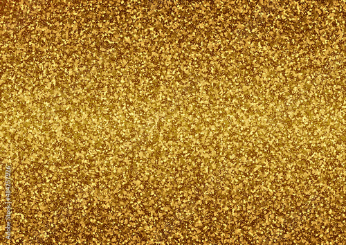Gold glitter textures, shimmering background vector illustration. Shiny gold tinsel. Gift card, certificate, voucher, invitation, postcard, wrapper, cover.