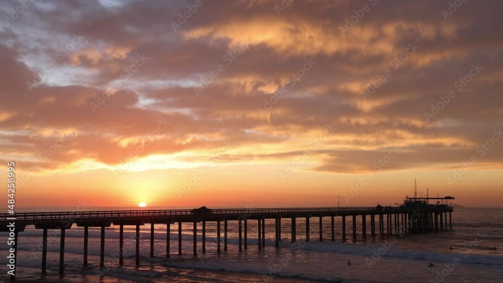 Beautiful sunset in Scripps Pier, San Diego Beautiful sunset in Scripps Pier, San Diego