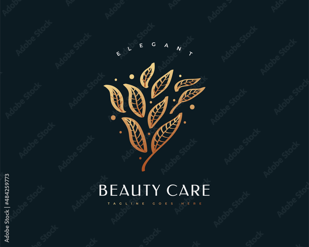 Luxury Gold Beauty Flower Logo Design for Spa, Cosmetic, Jewelry or Boutique Brands