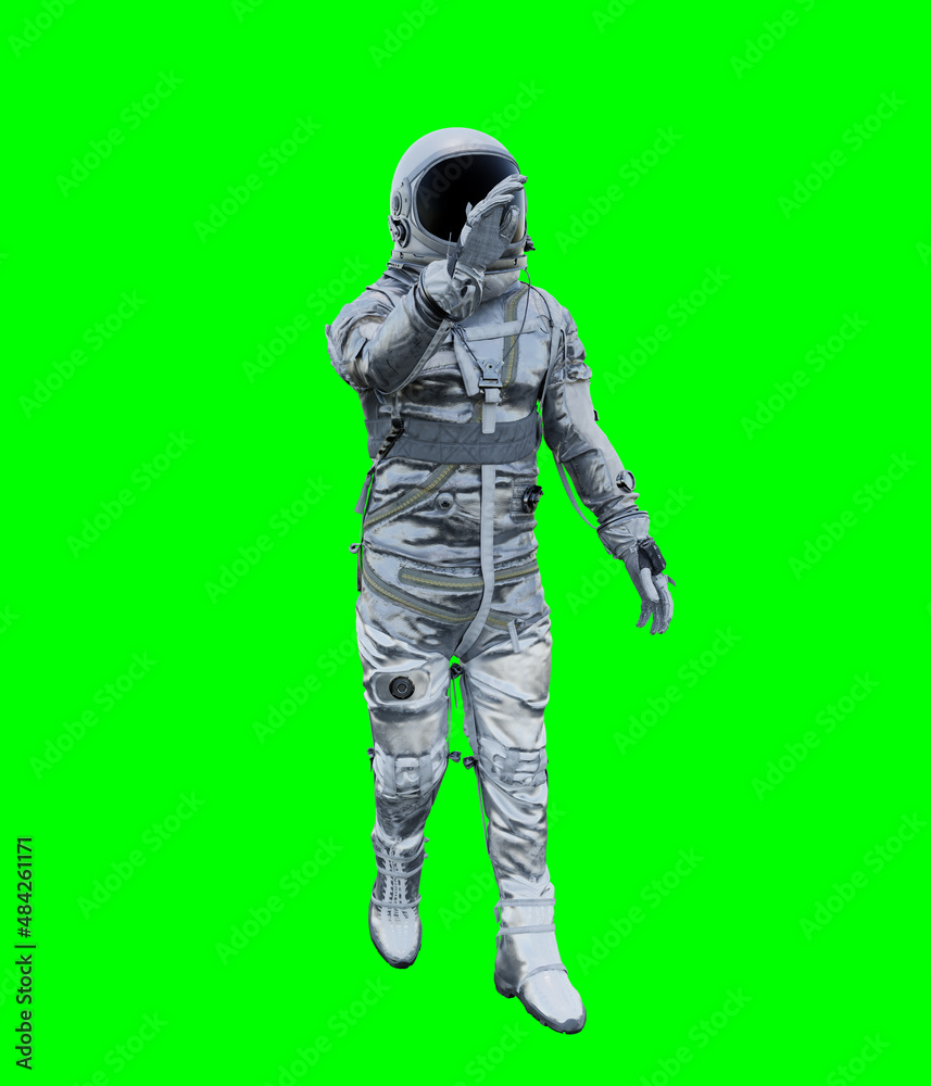 Astronaut isolated on green background perfect for photo compositing Astronaut isolated on green background perfect for photo compositing