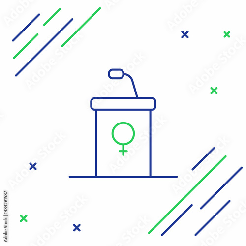 Line Stage stand or debate podium rostrum icon isolated on white background. Conference speech tribune. Colorful outline concept. Vector