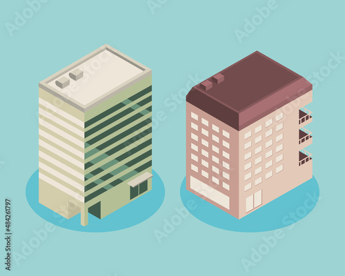 set residential and commercial building