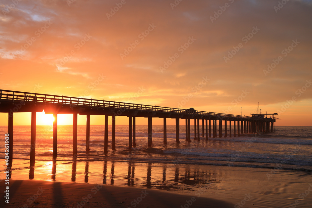 Beautiful sunset in Scripps Pier, San Diego Beautiful sunset in Scripps Pier, San Diego