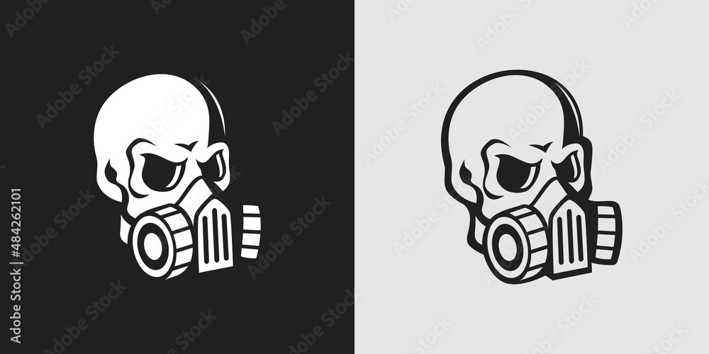 Skull head silhouette wearing a mask