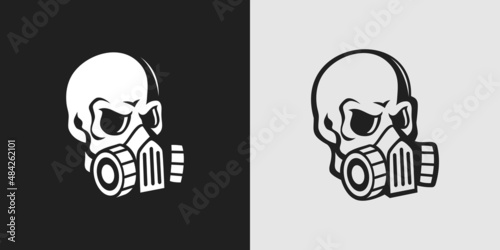 Skull head silhouette wearing a mask