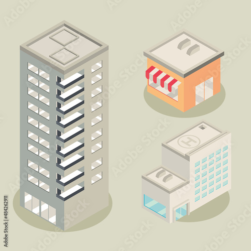 set isometric buildings