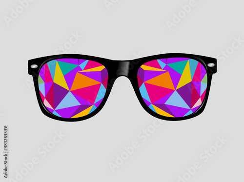 Sunglasses with Polygons Abstract Geometric Triangles Vector Illustration Background Hipster Style