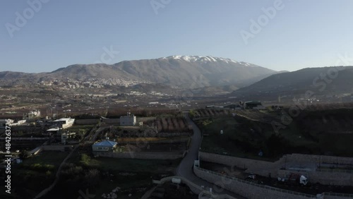Birkat Ram Yaafur, Majdal Shams and snow capped mount Hermon
Aerial view from north israel, 2022 
 photo