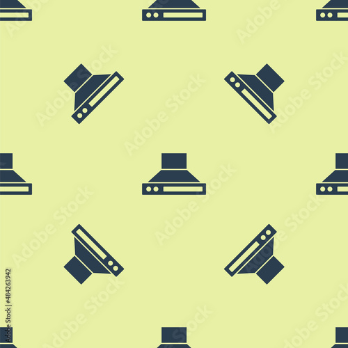 Blue Kitchen extractor fan icon isolated seamless pattern on yellow background. Cooker hood. Kitchen exhaust. Household appliance. Vector