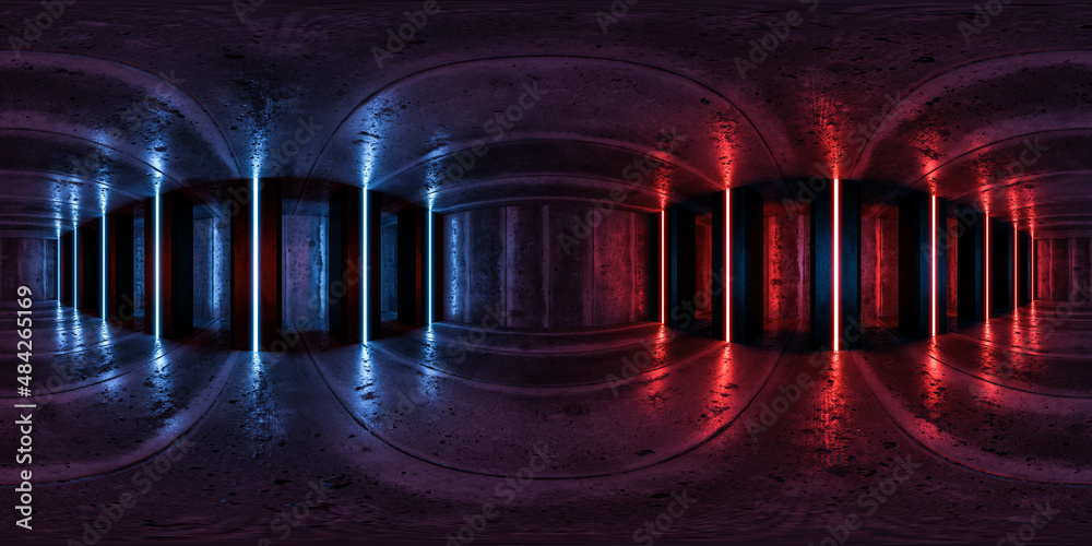 360 degree full panorama environment map of dark industrial concrete  basement 3d render illustration hdri hdr vr virtual reality content  Illustration Stock | Adobe Stock