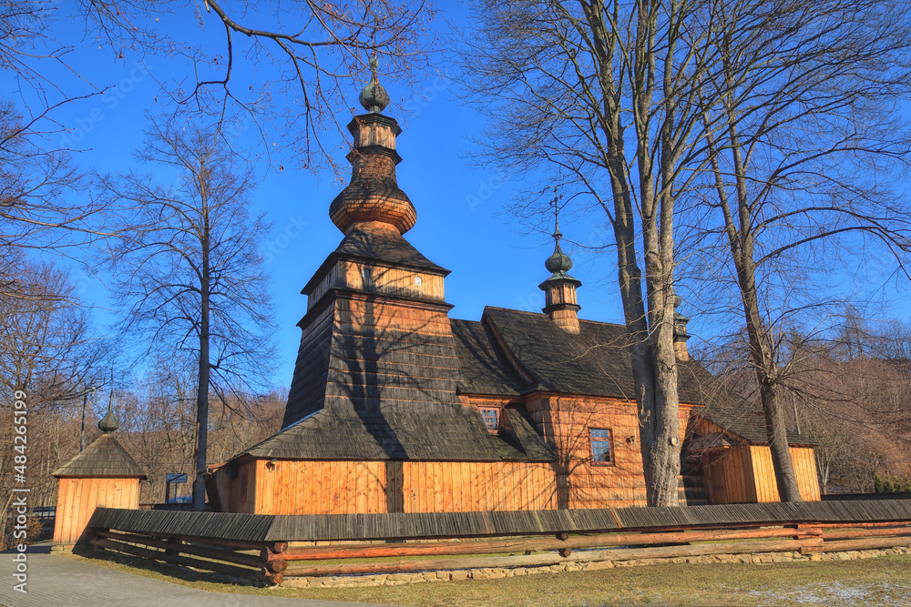 Former wooden Greek Catholic church of St. Michael the Archangel from 1819 in Ropica Gorna, Poland