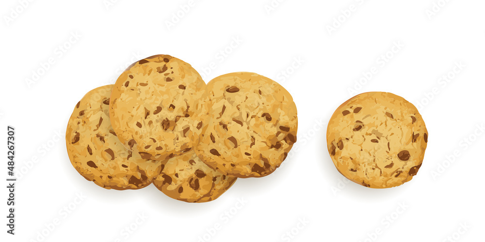 Simple Cookie Isolated, Oatmeal Sugar Bitten Cookies Simple Cookie Isolated, Oatmeal Sugar Bitten Cookies