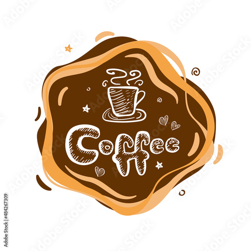 Coffee lettering, icon, sticker