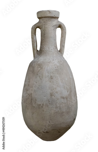 Ancient greek amphora on white isolated