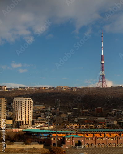 Winter view of  industrial  gardens and fields   in Armenia