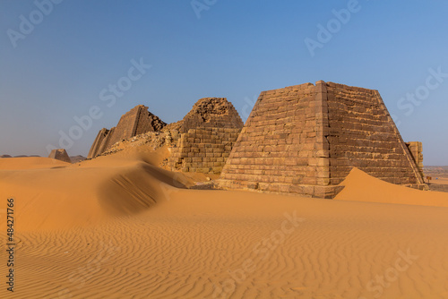 Pyramids of Meroe located in a desert of Sudan