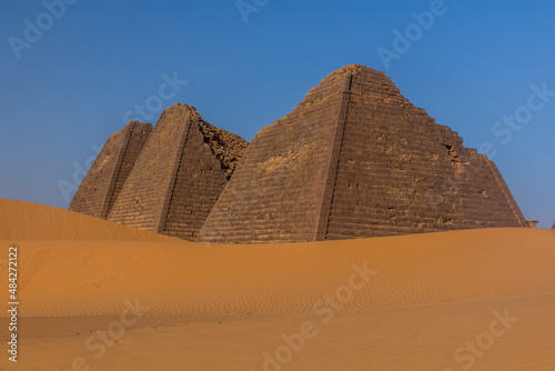 Meroe pyramids located in Sahara desert  Sudan