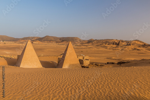 View of Meroe pyramids  Sudan