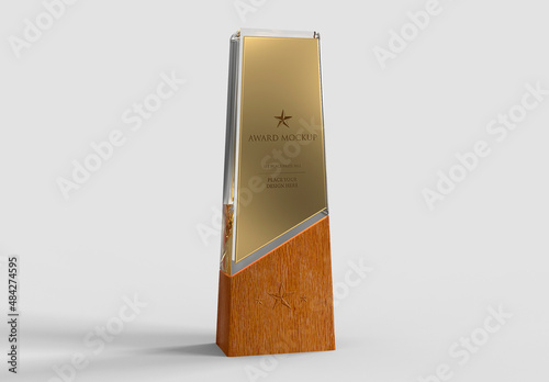 Modern Glass Trophy Mockup
