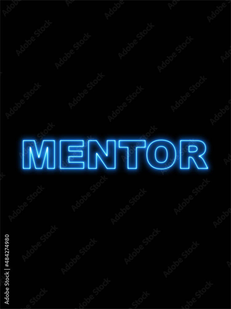 Mentor Text Title -  Neon Effect Black Background -  3D Illustration