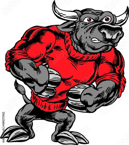 Bull Mascot Strut Vector Illustration © FrederickS