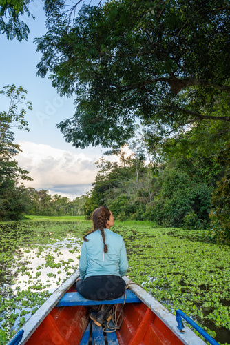 Canoe trip on the Gamboa river . At the community of Gamboa next to the amazon river, peru