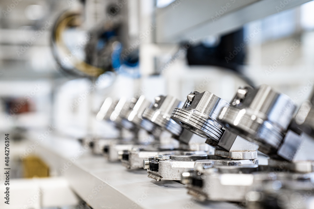 car production - car parts - production line - parts factory - car pistons
