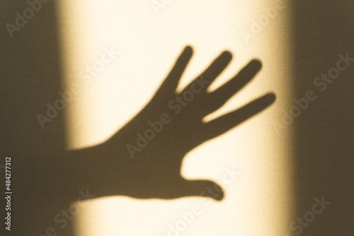 Shadow of hand showing gesture on the wall