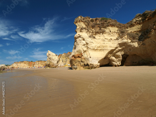 A section of the idyllic Praia de Rocha beach on the Algarve region. photo