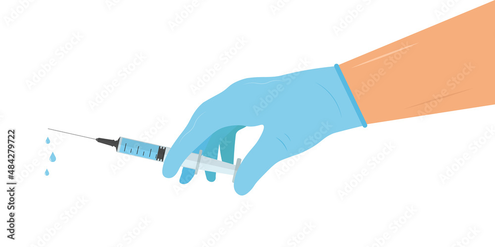 Vaccination and immunization concept. Hand and syringe. vector illustration Vaccination and immunization concept. Hand and syringe. vector illustration